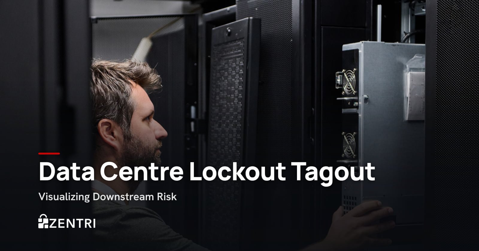 Technician inspecting server hardware in a data centre